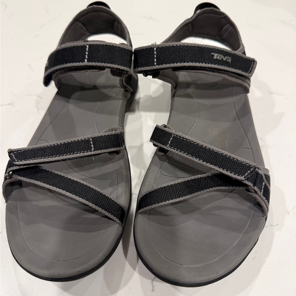 Teva Gray and Black Adjustable Strap Sandals